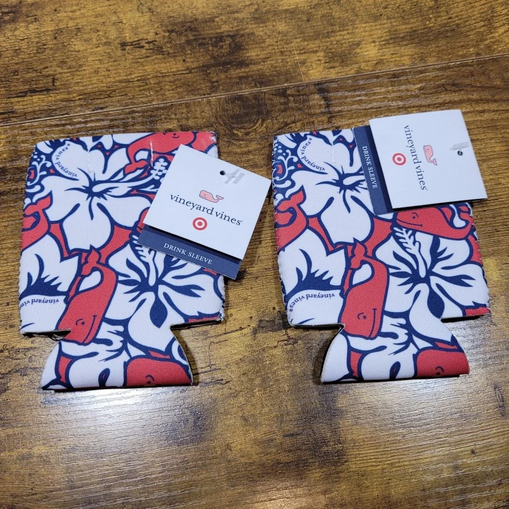 Lot of 2 Vineyard Vines Drink Sleeve Hibiscus Whale Target Collab NWT